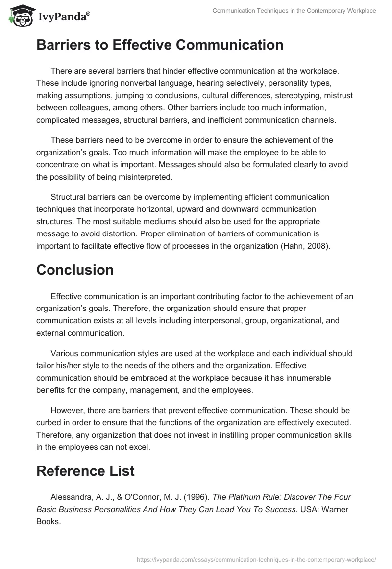 Communication Techniques in the Contemporary Workplace. Page 5