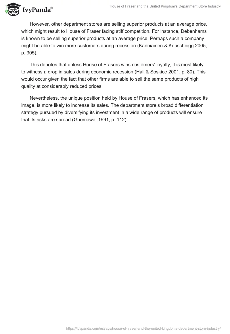 House of Fraser and the United Kingdom’s Department Store Industry. Page 5