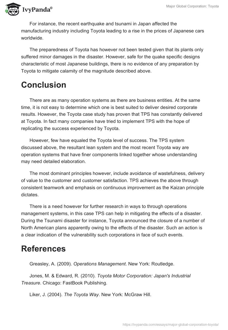 Major Global Corporation: Toyota. Page 5