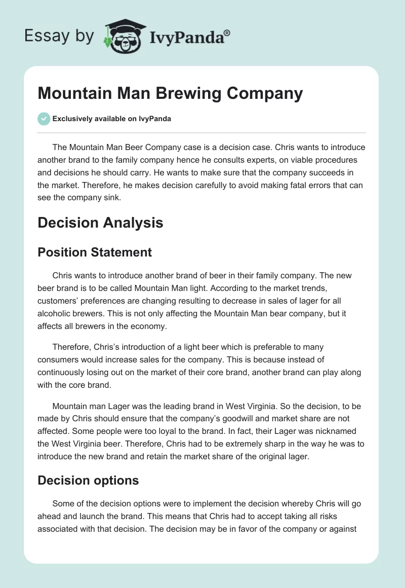 Mountain Man Brewing Company. Page 1