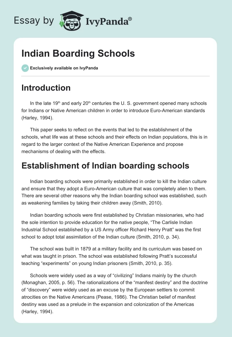 Indian Boarding Schools. Page 1