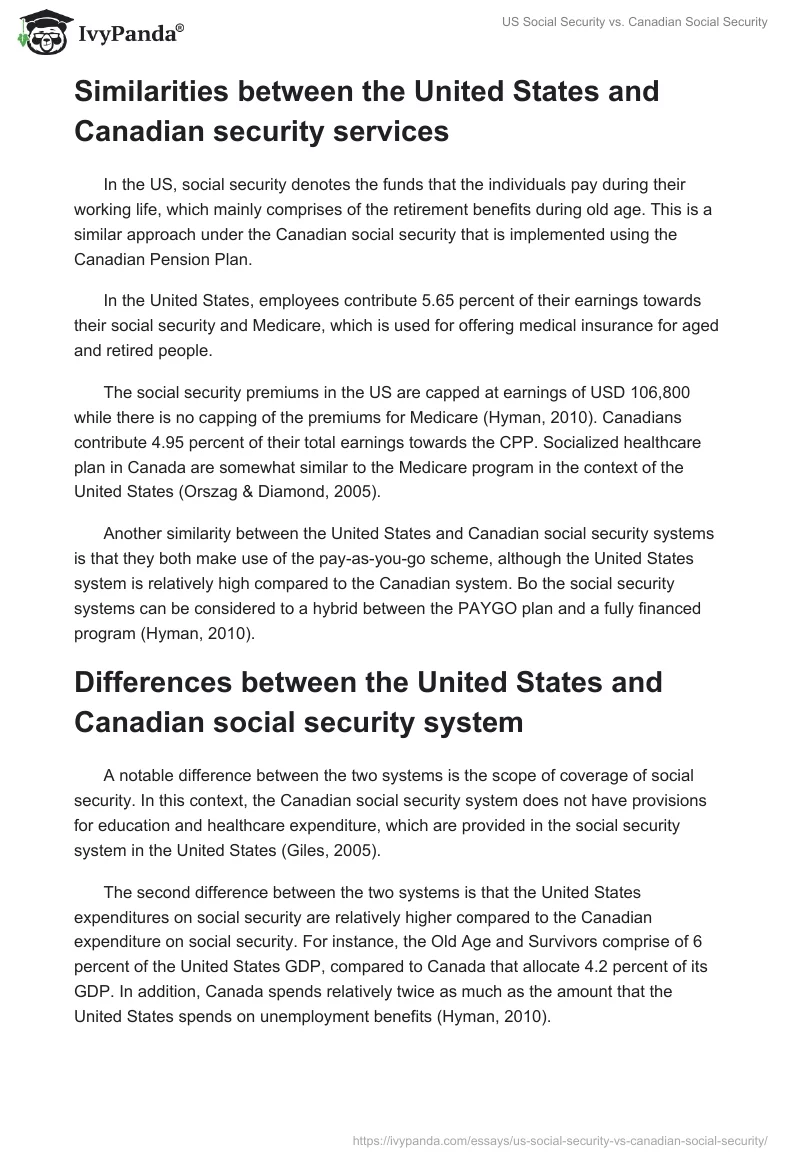 US Social Security vs. Canadian Social Security. Page 3