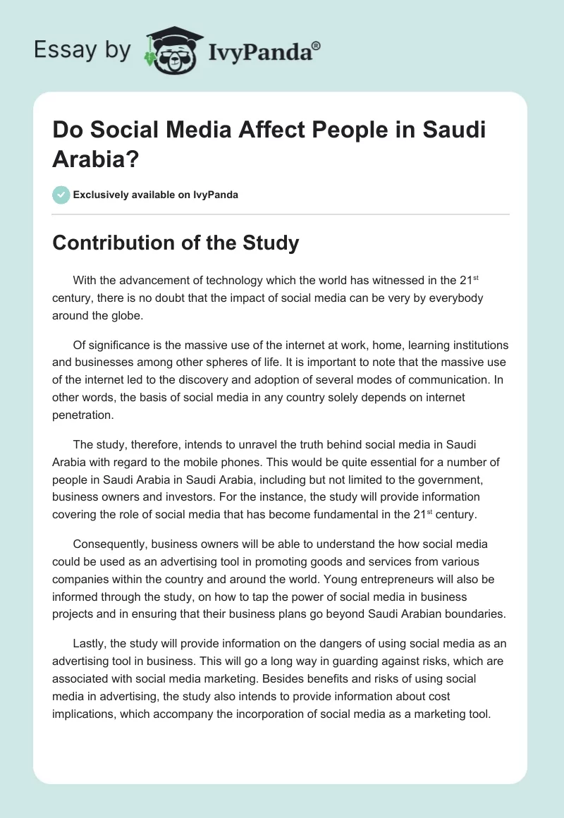 Do Social Media Affect People in Saudi Arabia?. Page 1