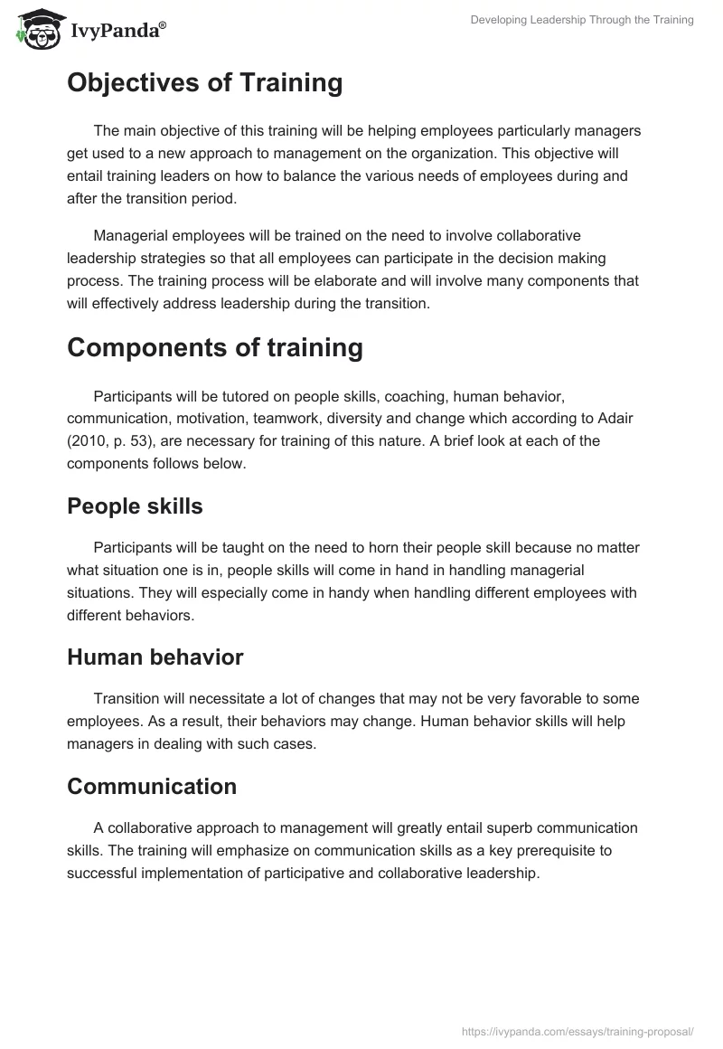 Developing Leadership Through the Training. Page 2