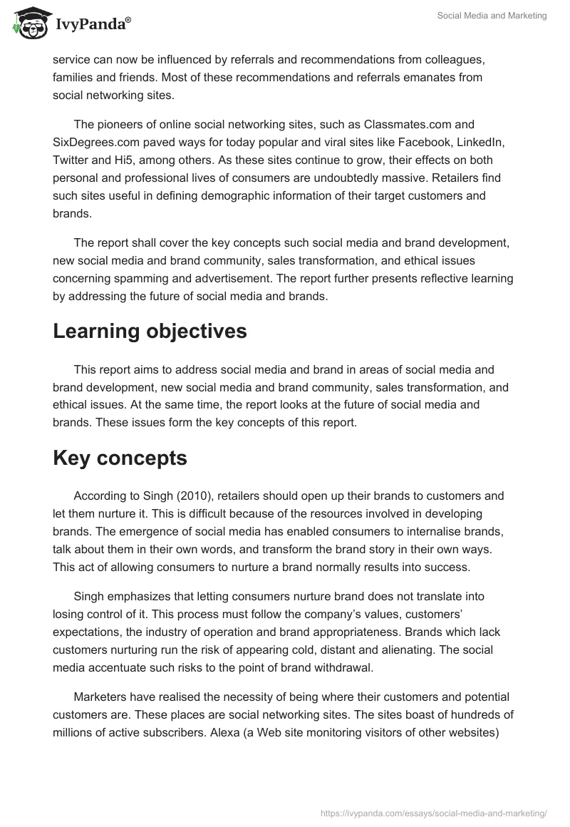Social Media and Marketing. Page 2
