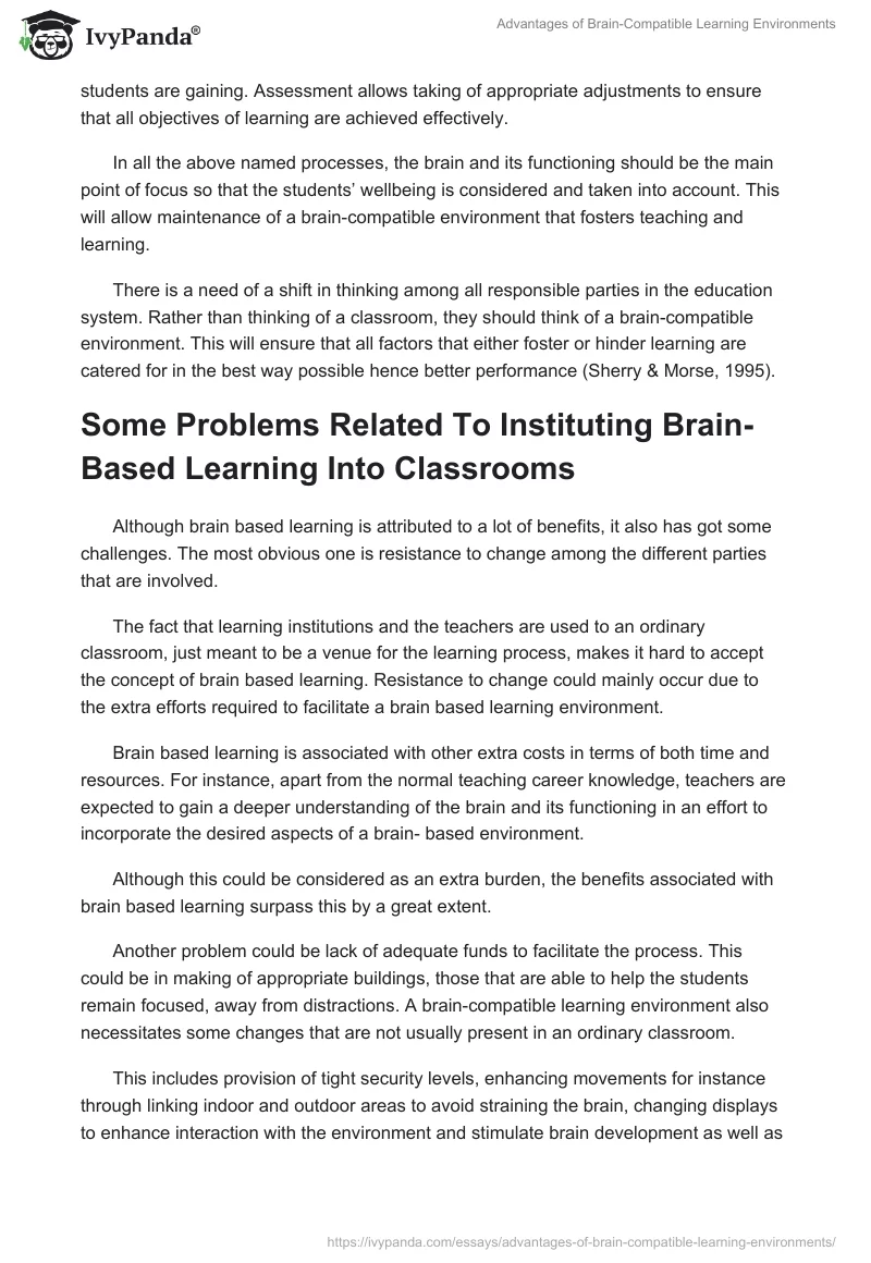 Advantages of Brain-Compatible Learning Environments. Page 3