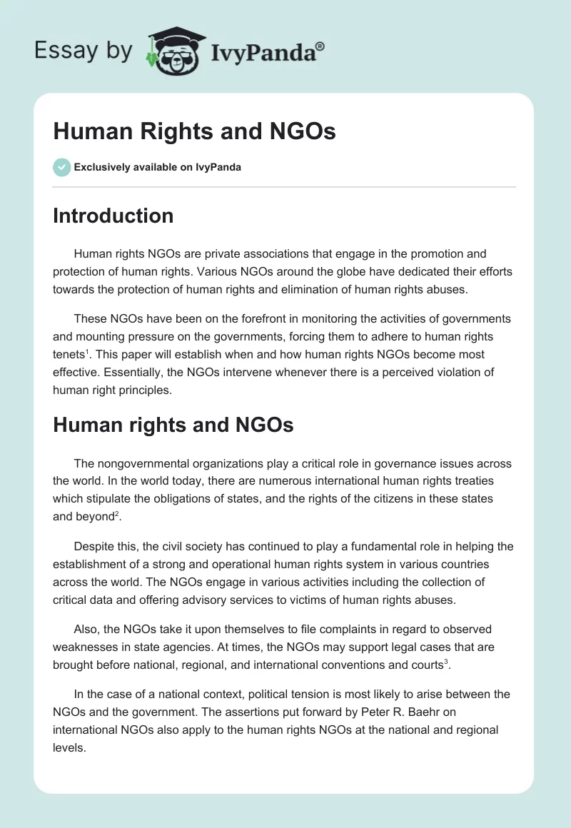 Human Rights and NGOs. Page 1