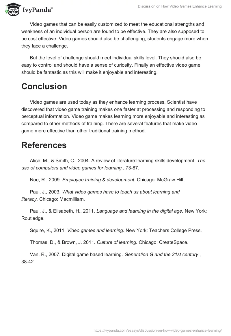 Discussion on How Video Games Enhance Learning. Page 3