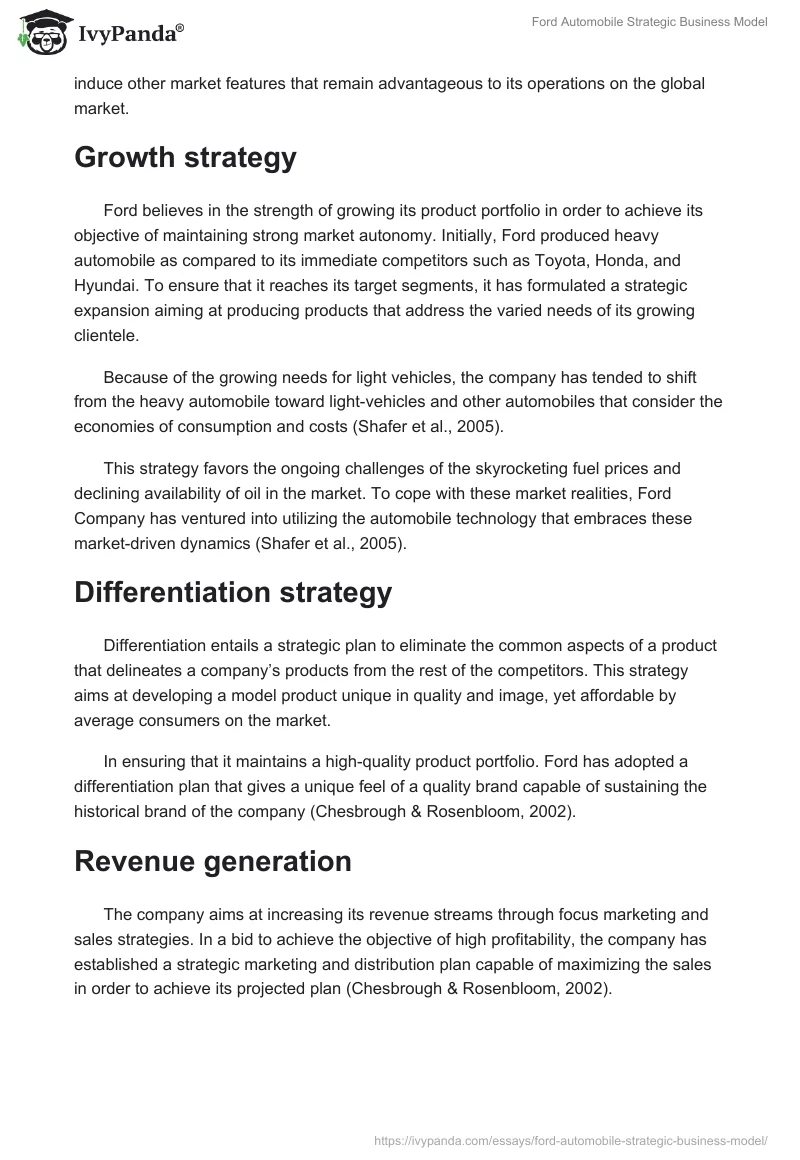 Ford Automobile Strategic Business Model. Page 3