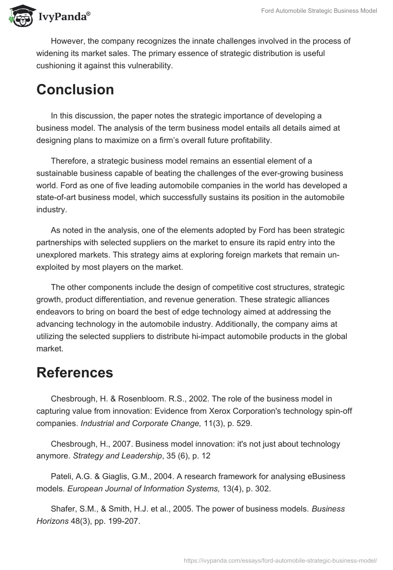 Ford Automobile Strategic Business Model. Page 4