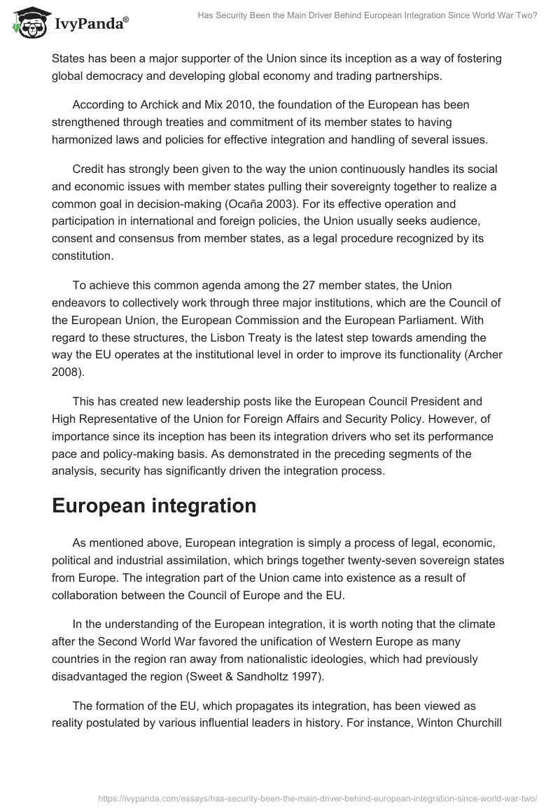 Has Security Been the Main Driver Behind European Integration Since World War Two?. Page 2