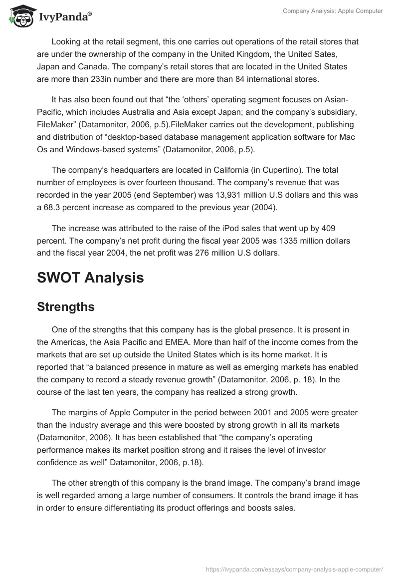 Company Analysis: Apple Computer. Page 2