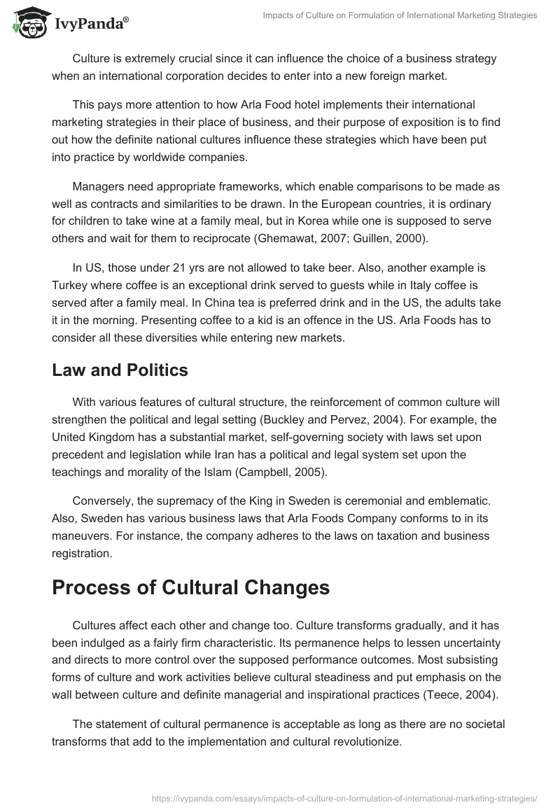 Impacts of Culture on Formulation of International Marketing Strategies. Page 5