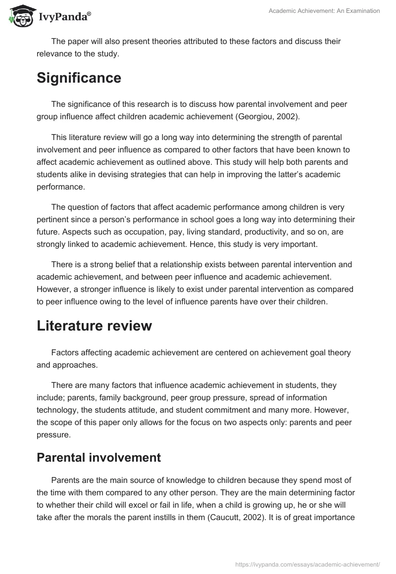 Academic Achievement: An Examination. Page 2