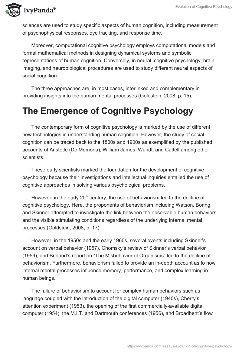 Evolution of Cognitive Psychology. Page 2