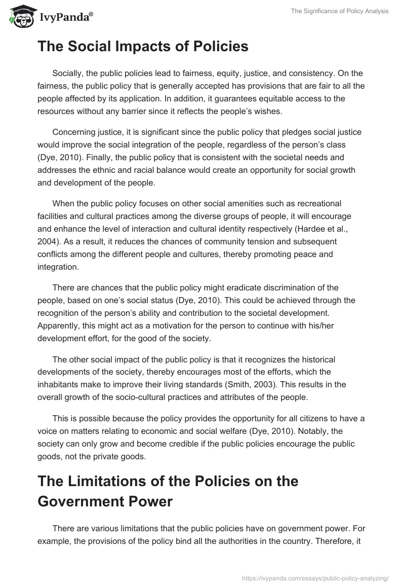 The Significance of Policy Analysis. Page 2