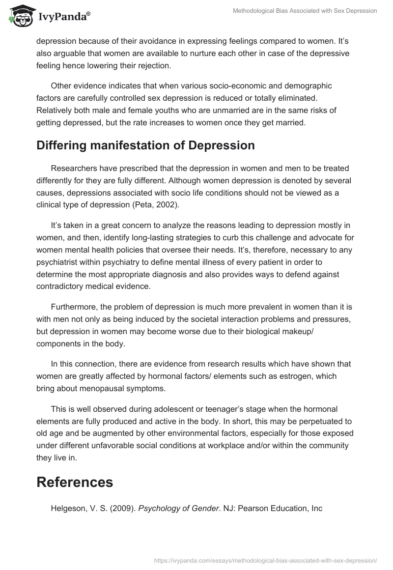 Methodological Bias Associated with Sex Depression. Page 2