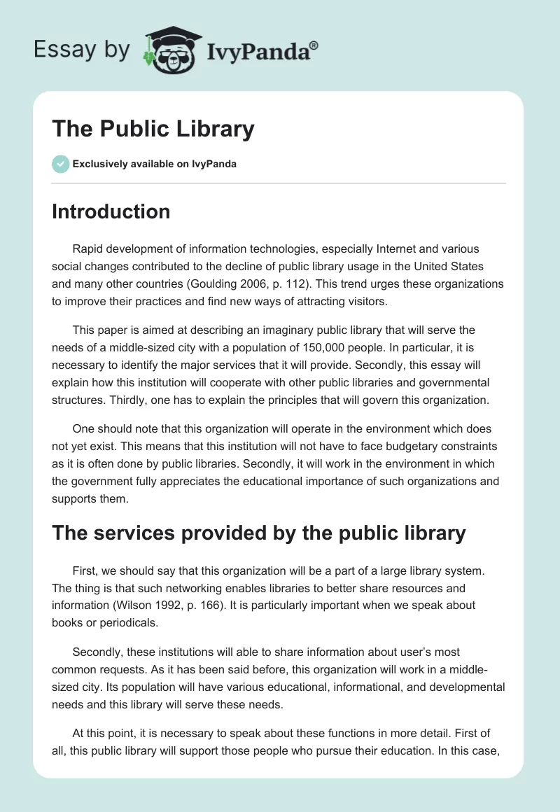 The Public Library. Page 1