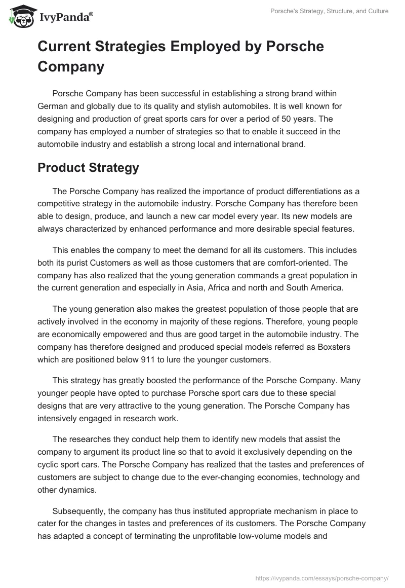 Porsche's Strategy, Structure, and Culture. Page 3