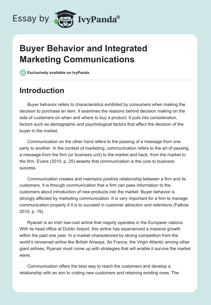Buyer Behavior and Integrated Marketing Communications. Page 1