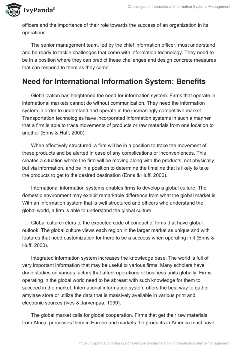 Challenges of International Information Systems Management. Page 2