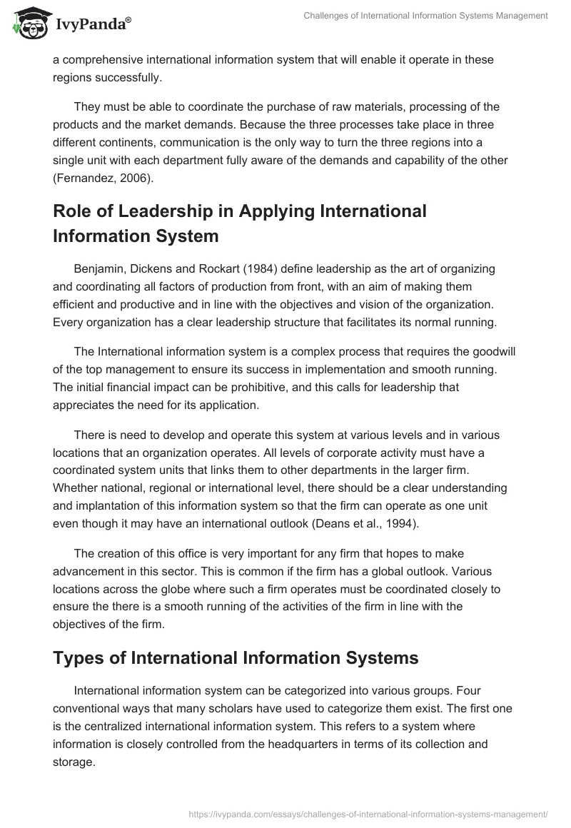 Challenges of International Information Systems Management. Page 3