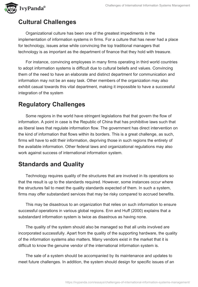 Challenges of International Information Systems Management. Page 5