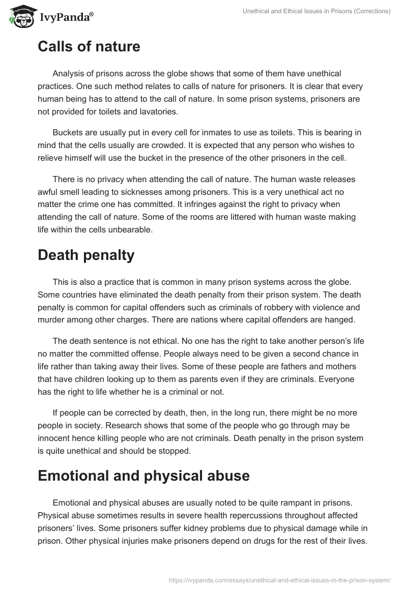 Unethical and Ethical Issues in Prisons (Corrections). Page 4
