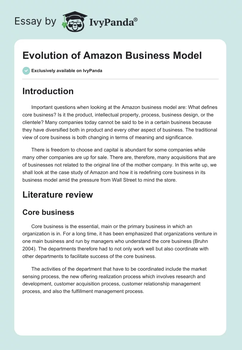 Evolution of Amazon Business Model. Page 1