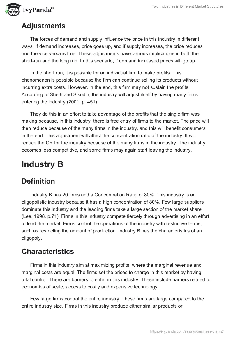 Two Industries in Different Market Structures. Page 3
