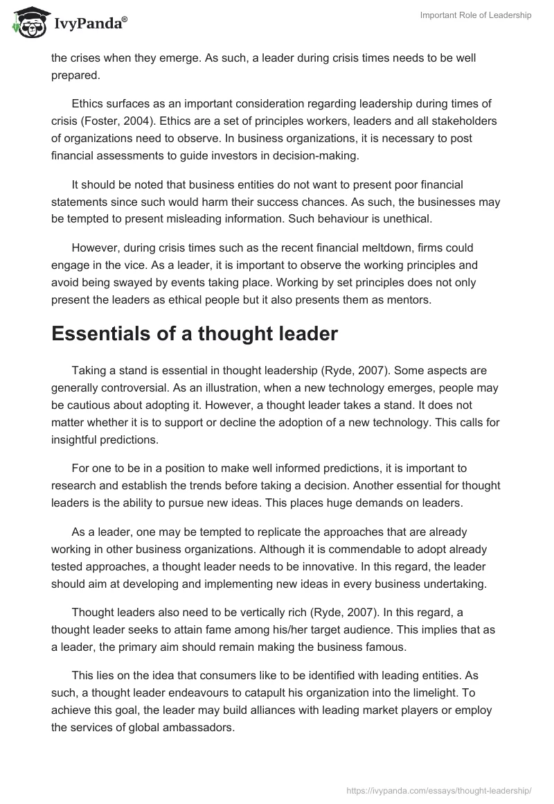 Important Role of Leadership. Page 5