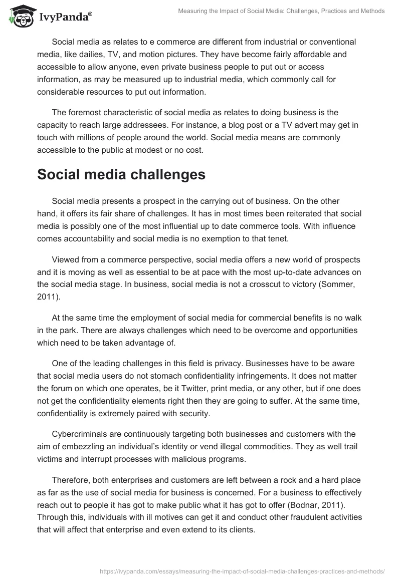 Measuring the Impact of Social Media: Challenges, Practices and Methods. Page 2