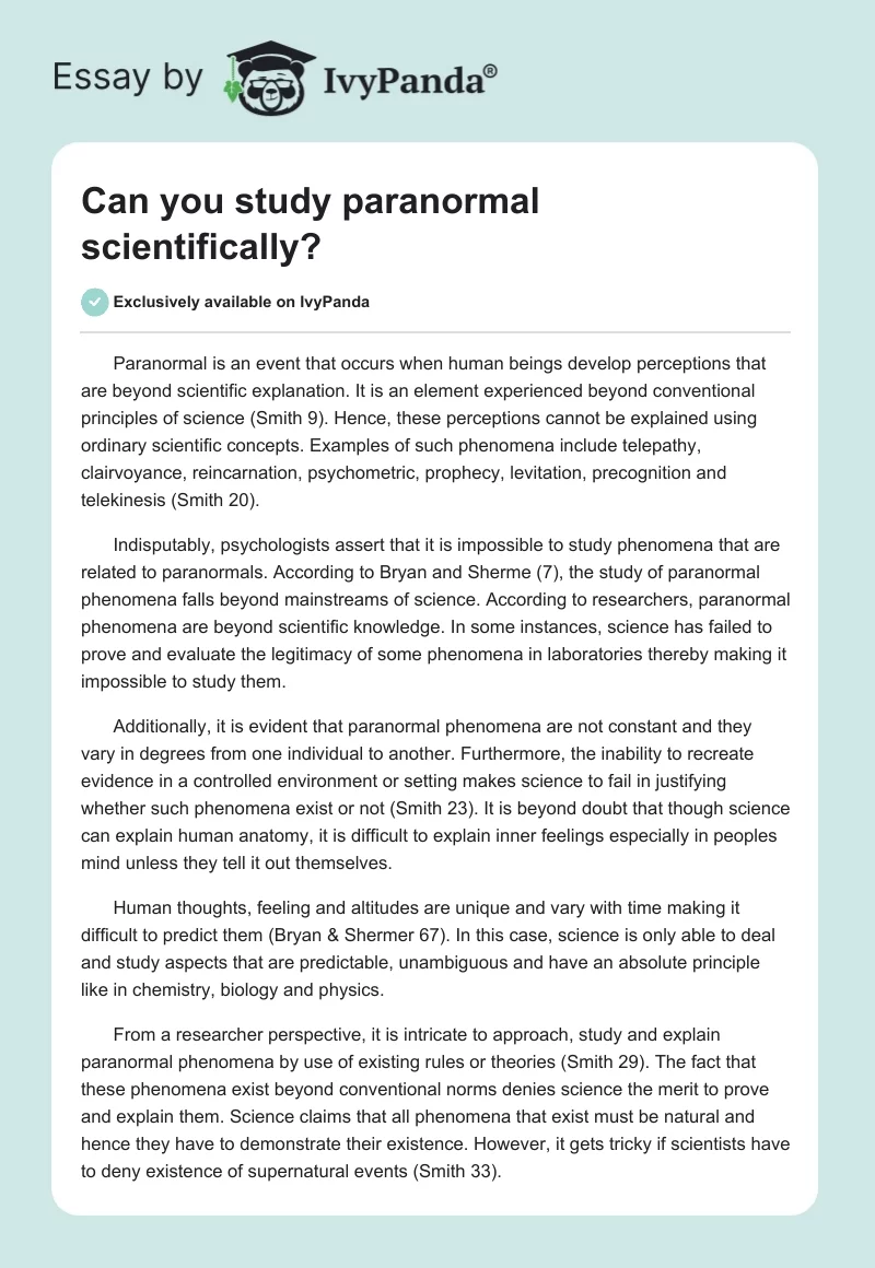 Can you study paranormal scientifically?. Page 1
