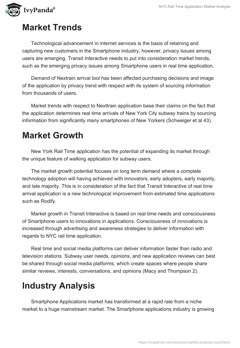 NYC Rail Time Application Market Analysis. Page 3