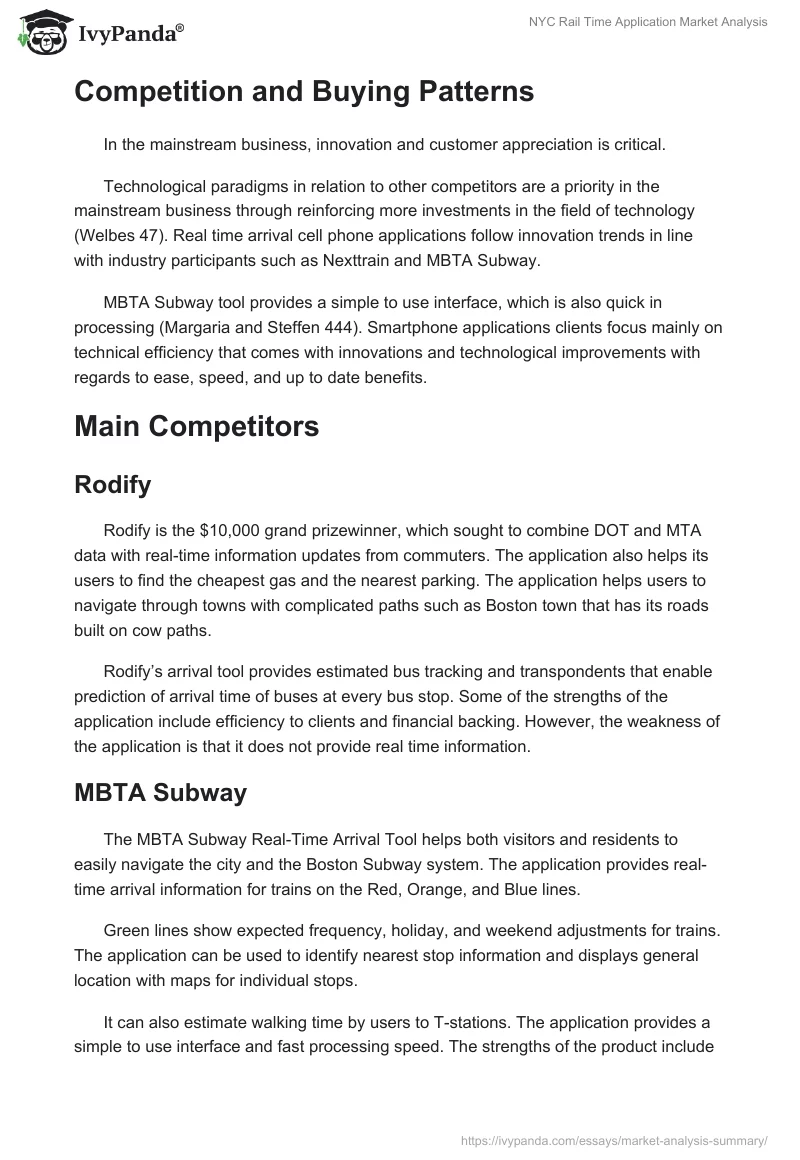 NYC Rail Time Application Market Analysis. Page 5