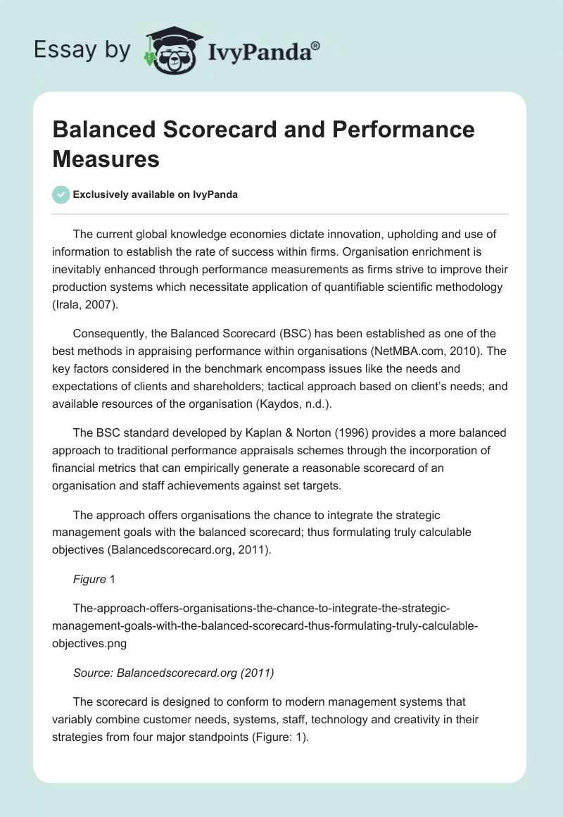 Balanced Scorecard and Performance Measures. Page 1