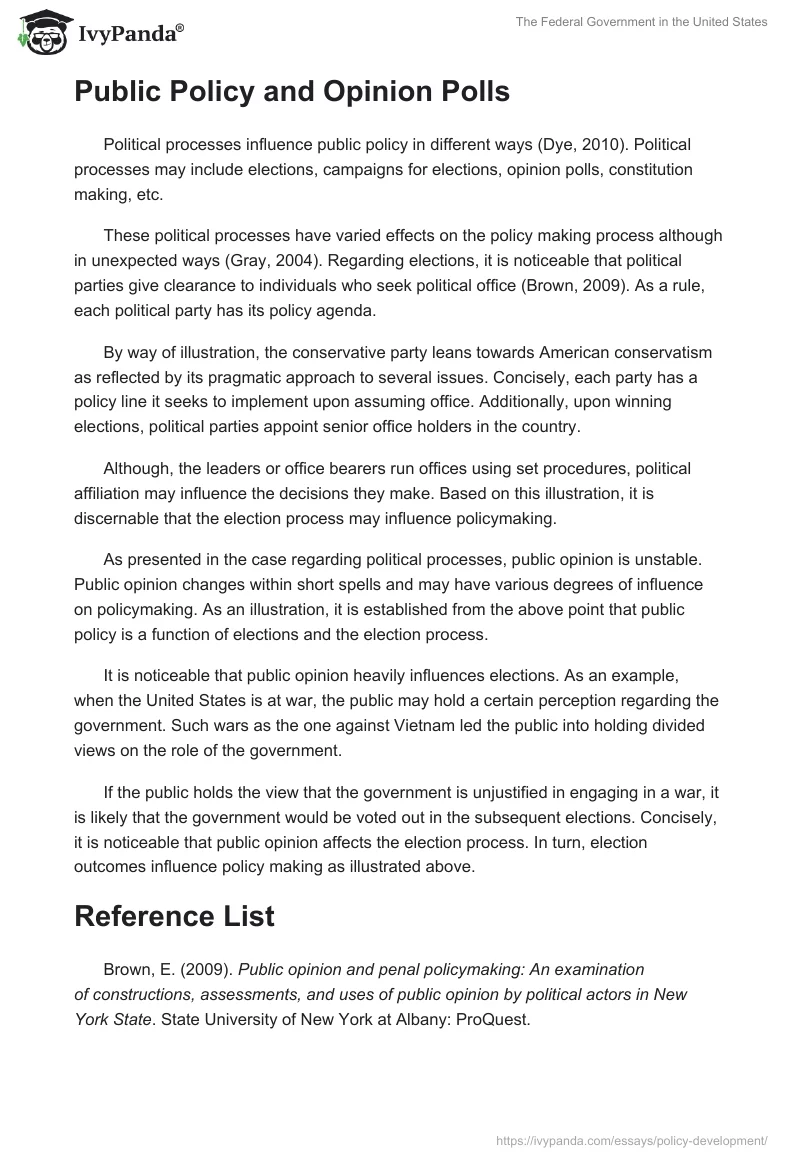 The Federal Government in the United States. Page 2