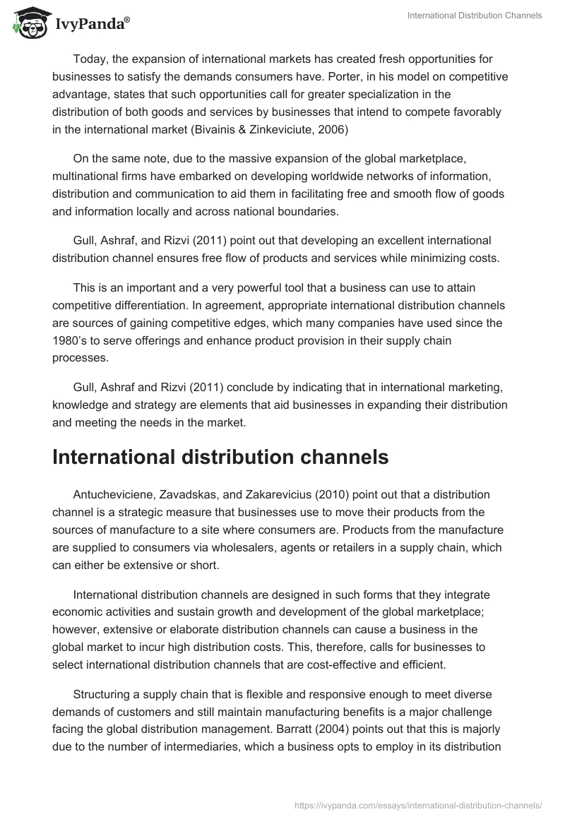 International Distribution Channels. Page 2