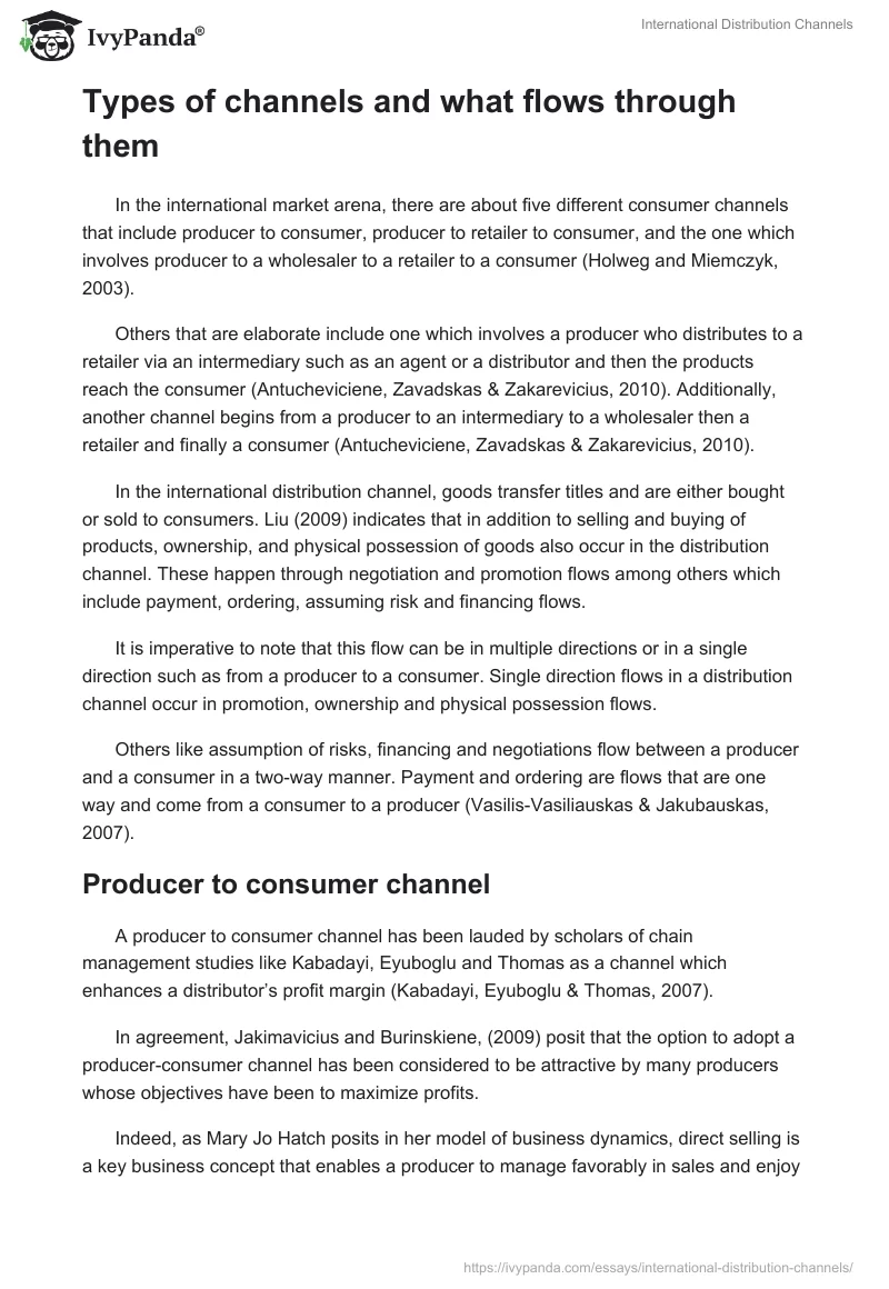 International Distribution Channels. Page 4