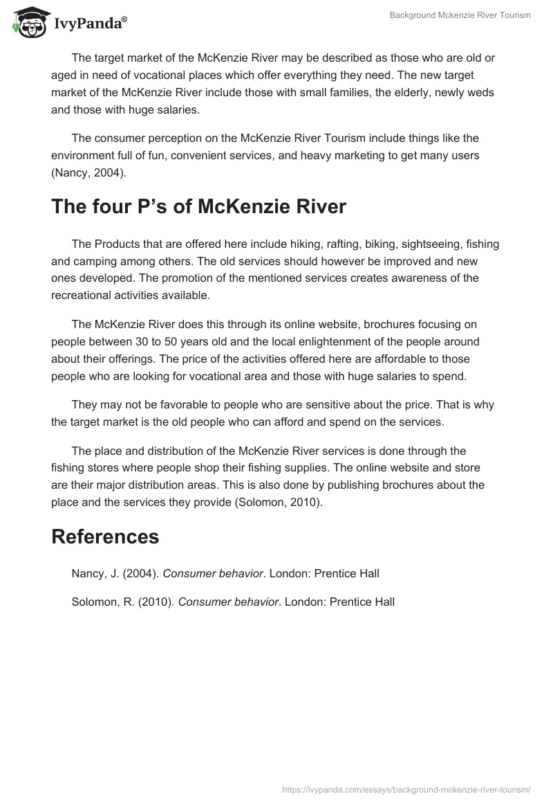 Background Mckenzie River Tourism. Page 2