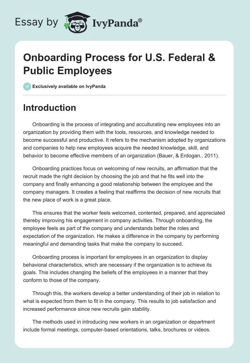 Onboarding Process for U.S. Federal & Public Employees. Page 1