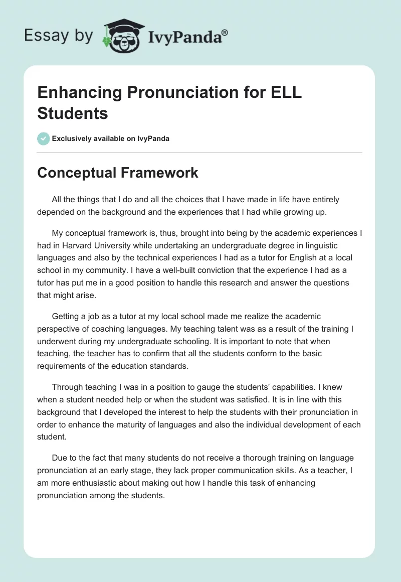 Enhancing Pronunciation for ELL Students. Page 1