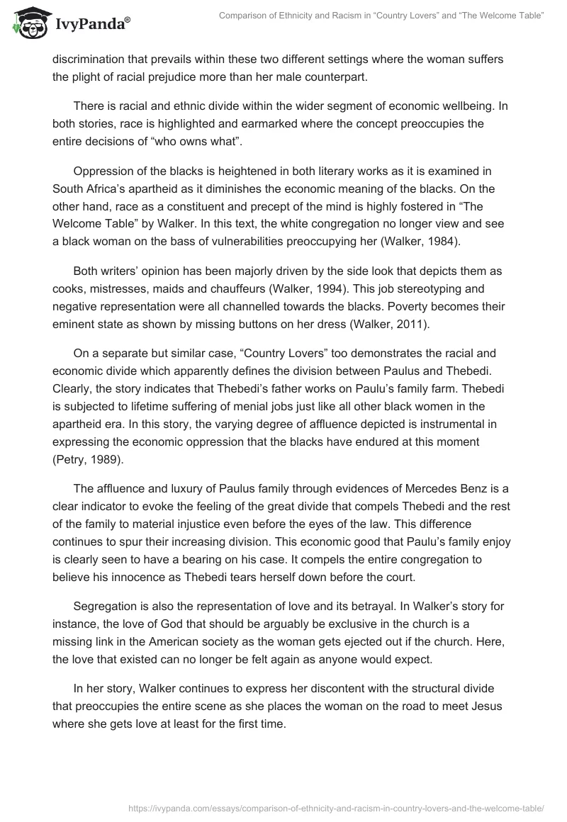 Comparison of Ethnicity and Racism in “Country Lovers” and “The Welcome Table”. Page 5