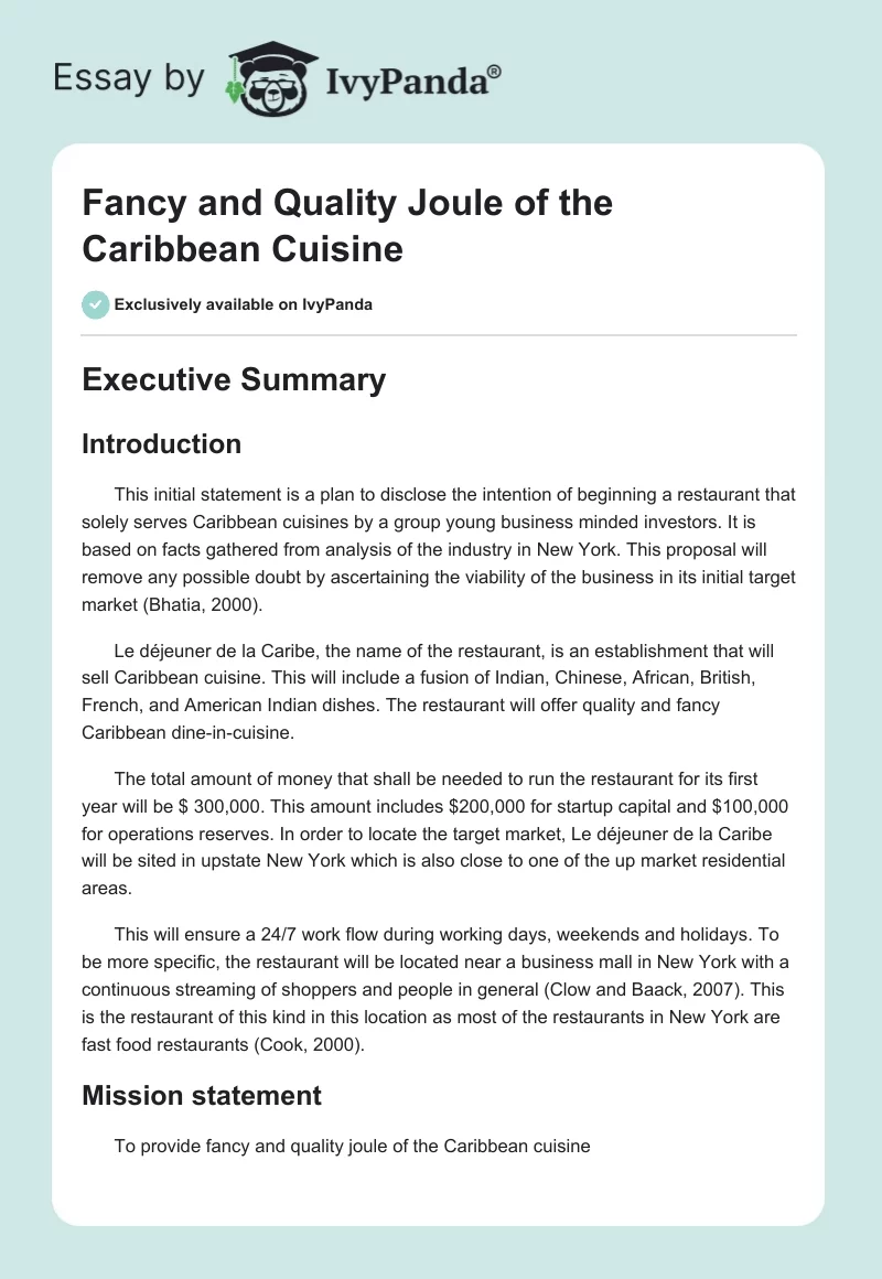 Fancy and Quality Joule of the Caribbean Cuisine. Page 1