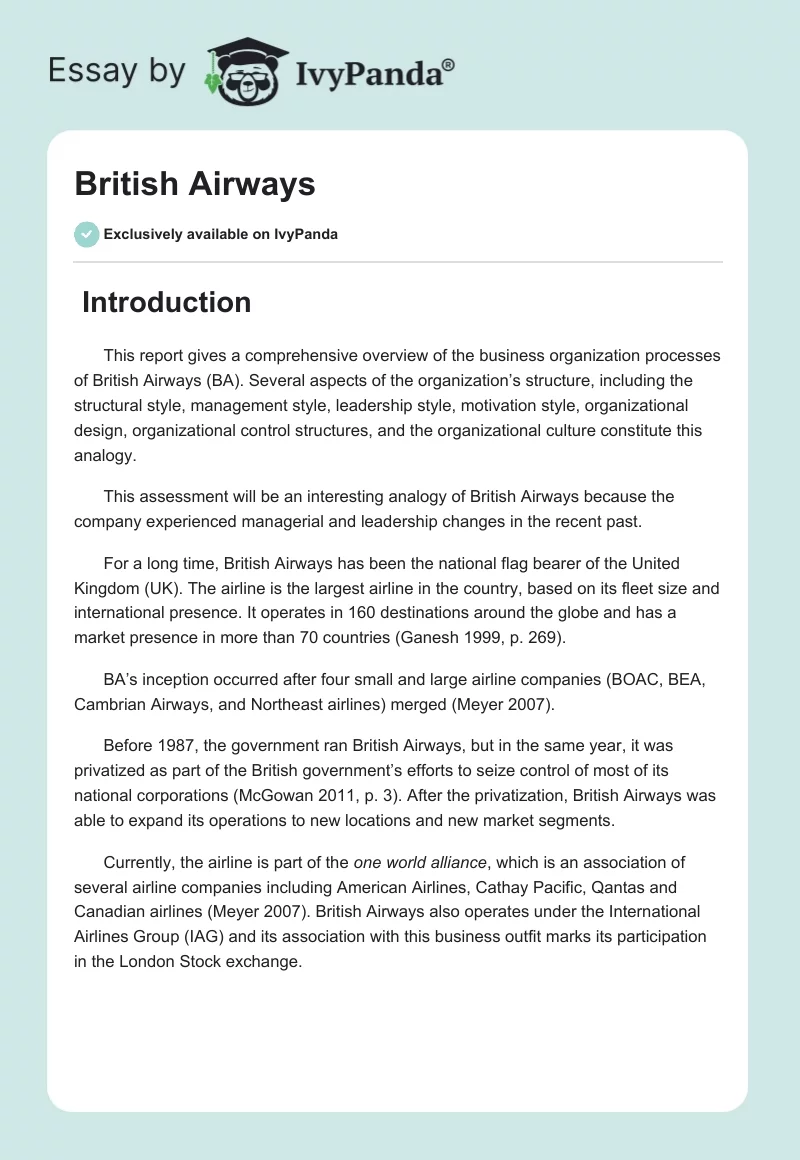 British Airways. Page 1