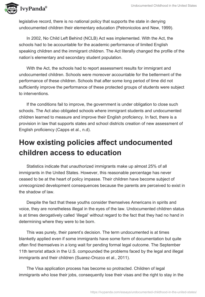Undocumented Childhood in the United States. Page 4