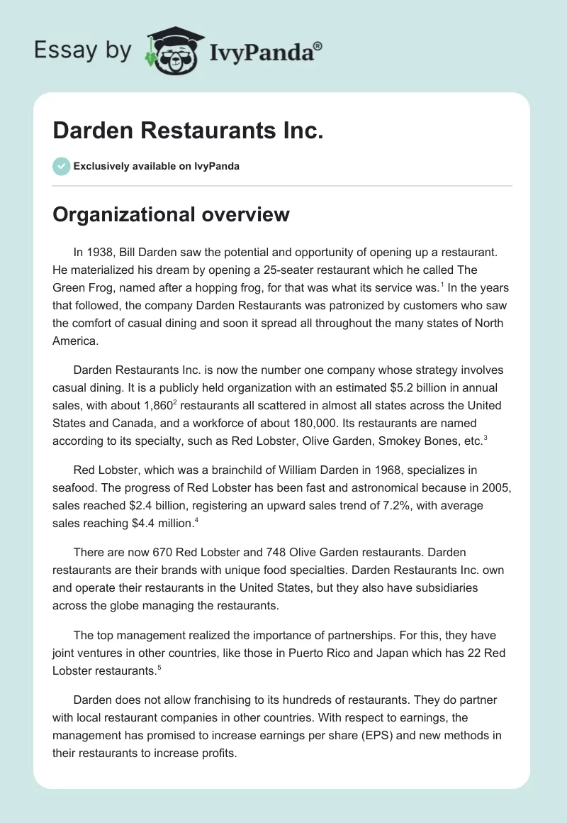 Darden Restaurants Inc.. Page 1