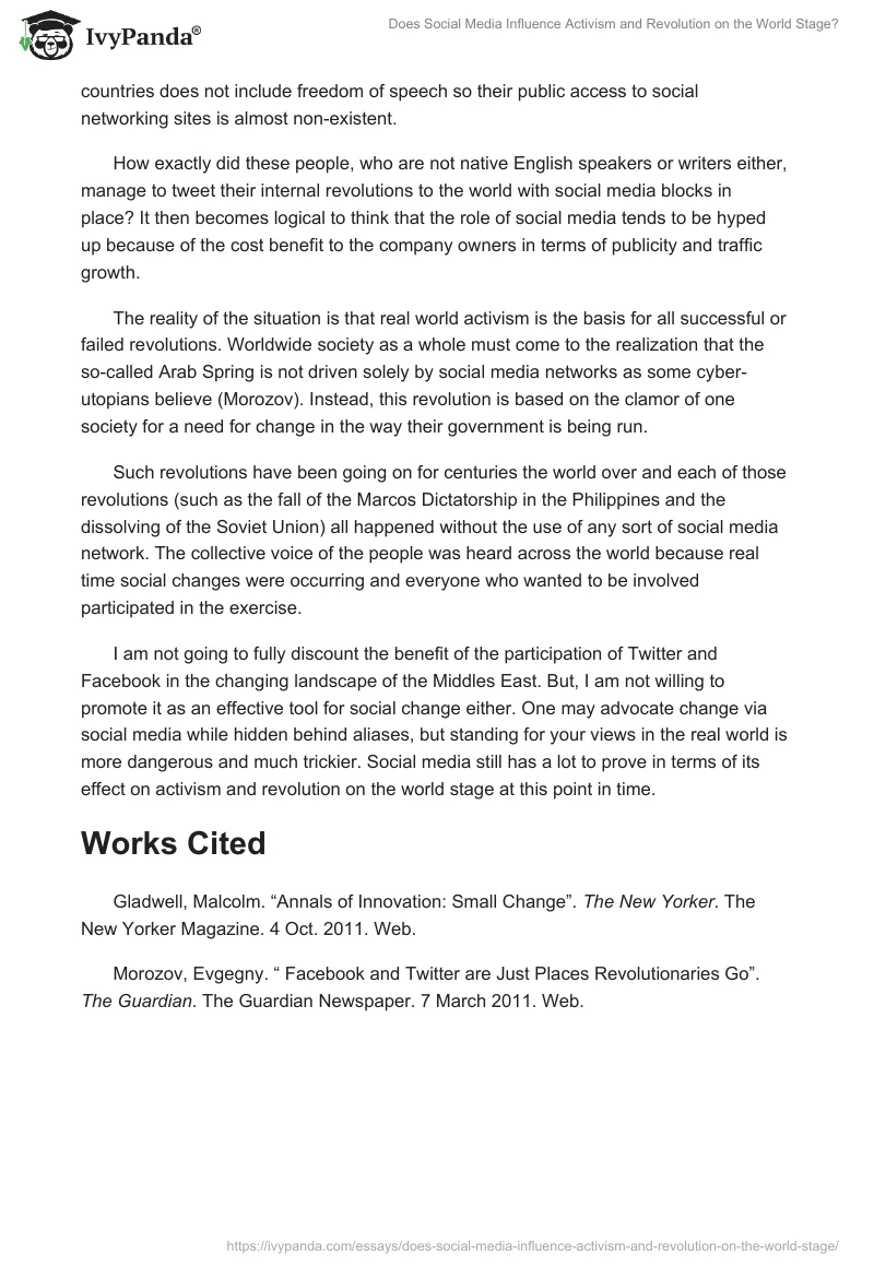 Does Social Media Influence Activism and Revolution on the World Stage?. Page 2