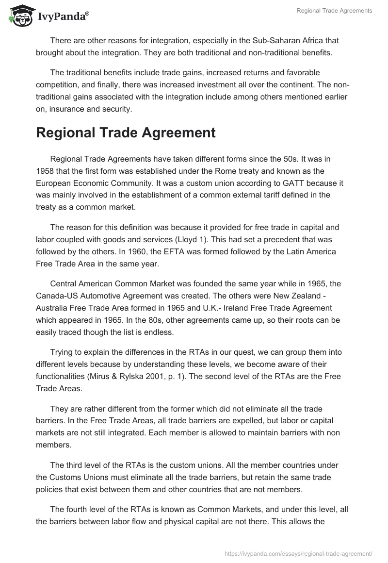 Regional Trade Agreements. Page 2