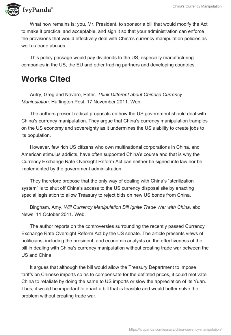 China's Currency Manipulation. Page 5